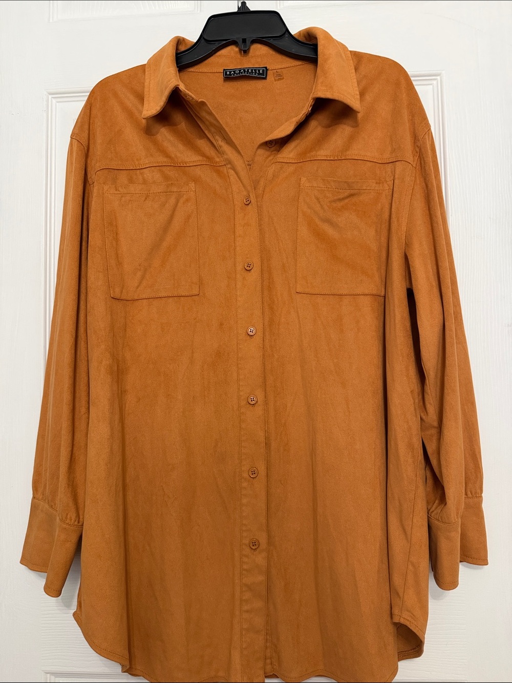 BAGATELLE Super Soft Button-Front Utility Shirt Jacket in Rust